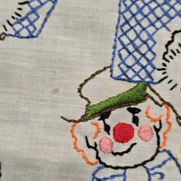 Hand Embroidered Colorful Clown Kids Growth Chart Wall Hanging 4ft Nursery - Picture 6 of 9